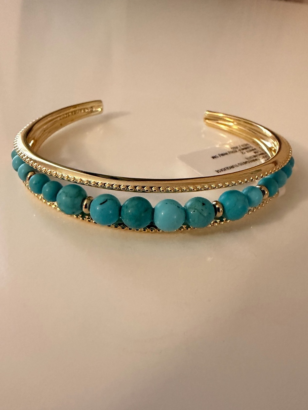 PROTO Kendra Scott Beaded Turquoise Magnesite and Gold Bracelet